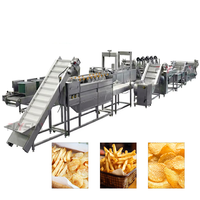 Grote gaasband-friteuse productielijn voor aardappelproducten, automatische olieafvoer en antiaanbak-friteuse-apparatuur