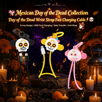 Cable de Carga Rápida de 60W USB C a USB C con Correa de Muñeca de Calavera, Regalo del Día de Muertos, para Viajes al Aire Libre