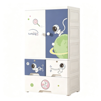 Armoire de rangement en plastique pour enfants de 65 cm avec zone de suspension et tiroirs, placard en plastique PP pour chambre d'enfant