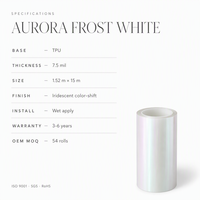 Film Pelindung Cat Aurora Frost White TPU Iridescent PPF Self Healing Color Shift Chameleon untuk Pembungkus Mobil