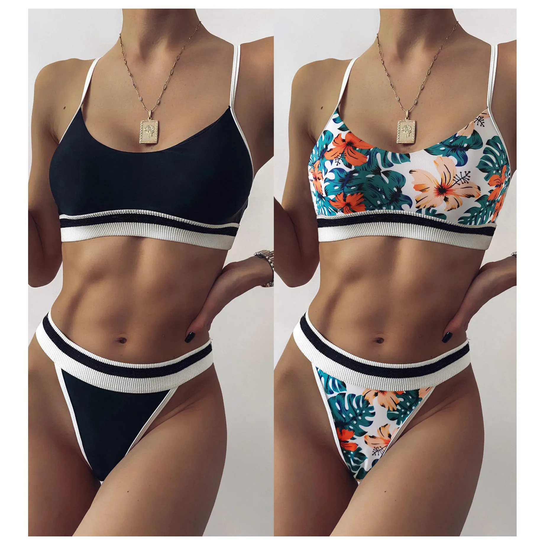 Y1006 biquínis esportivos femininos estilo push up, roupa de banho sexy, monoquíni com estampa floral, tanga e natação