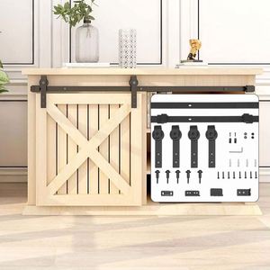 Kit de Rieles para Puerta Corredera RHETECH Negro Mate Satinado, Acero al Carbono, Fácil Instalación con Tornillos, Duradero, Moderno, para Baño - Product Image 1