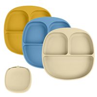 Assiette pour bébé en silicone de qualité alimentaire, 3 compartiments, plateau d'alimentation pour tout-petits, sans BPA, durable, facile à nettoyer, vaisselle