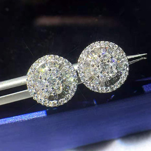 Orecchini rotondi floreali da donna, eleganti e scintillanti, gioielli alla moda per le orecchie - Product Image 2