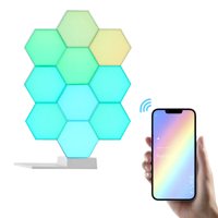 Paneles LED Hexagonales Blancos Modernos para Pared con Control Inteligente por Aplicación, Sincronización de Música e Iluminación RGB para Salas de Juego