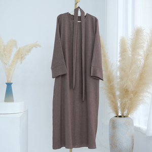 Maxi abito Casual stile semplice da donna Abaya con tasca e abbigliamento musulmano islamico semplice <span class=keywords><strong>elegante</strong></span> abito abito abito da sera <span class=keywords><strong>caftano</strong></span> quotidiano - Product Image 5