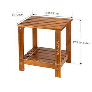 Dark Wood Slatted Low Side <strong>Table</strong> With Open Shelf for Living Room <strong>Christmas</strong> <strong>Tree</strong> Corner Accent Piece - Product Image 3