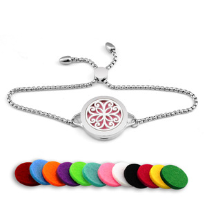 Women's Adjustable Healing Bracelet Stainless Steel Aroma Tree of Life Perfume Aromatherapy Essential Oil Diffuser Bracelet - Product Image 3
