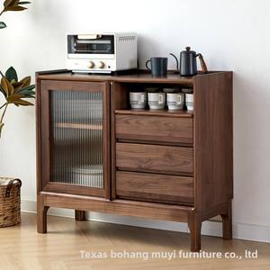 Aparador de <span class=keywords><strong>madera</strong></span> de cerezo de roble blanco norteamericano, puerta de Metal única, sala de estar escandinava, <span class=keywords><strong>armario</strong></span> de té para el hogar, <span class=keywords><strong>madera</strong></span> maciza - Product Image 2