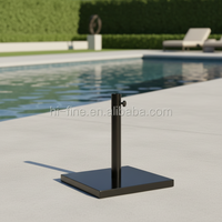 Base de parasol en acier pour mobilier d'extérieur de parcs 480x380x45mm HIFINE HFBU-001B, avec mât en aluminium de 1,5m de rayon, 8 branches