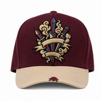 Cappellino da Baseball Personalizzato con Ricamo in Stile Old English, 5 Pannelli, Visiera Curva, Stile Dad Hat, Streetwear West Coast, Vendita all'Ingrosso, Basso MOQ