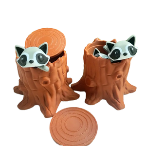 Lindo Mapache Divertido en un Tronco de Árbol, Modelo Impreso en 3D de PLA, Articulaciones Móviles, Decoración Creativa de Animales para Escritorio, Hecho en China, Original - Product Image 4