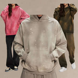 Felpe con cappuccio da <span class=keywords><strong>uomo</strong></span> e <span class=keywords><strong>donna</strong></span> con cappuccio Vintage sbiancato per <span class=keywords><strong>uomo</strong></span> pesante 450gsm felpa con cappuccio Plus Size - Product Image 1