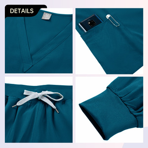 Women Scrub <b>Set</b> Short Sleeve V Neck Moisture Wicking Hospital Uniforms Split <b>Set</b> For Nurses <b>Doctors</b> Operating Room Staff - Product Image 2