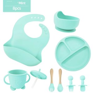 Ensemble d'ustensiles essentiels à ventouse avec bavoir et couvercle de gobelet pour plus de 6 <span class=keywords><strong>mois</strong></span> - Product Image 5