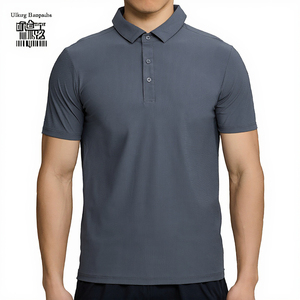 Camisas deportivas de gimnasio de patrón sólido, ajuste seco de entrenamiento elástico para camisa Polo, ropa informal de punto transpirable, entrenamiento informal deportivo - Product Image 3
