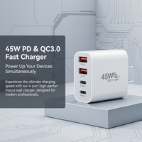 Chargeur mural 40W à 2 ports Type-C, chargeur USB pour ordinateur portable 45W avec charge rapide QC3.0 PD3.0, protection OVP/OTP pour appareils mobiles