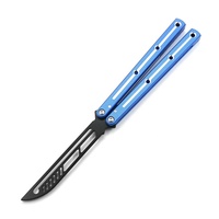 Couteau d'entraînement pliant papillon pour camping en extérieur, multi-outils, lame non-affûtée, manche en aluminium, acier, pour débutants, bricolage