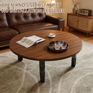 Modern <b>Foldable</b> Metal Coffee <b>Table</b> with Self-Locking Legs and No Installation Required for <b>Small</b> Spaces - Product Image 1