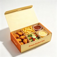 Boîte à poulet frit pré-pliée, emballage à emporter pour nuggets de poulet, ailes de poulet, vente en gros directe d'usine, logo personnalisé