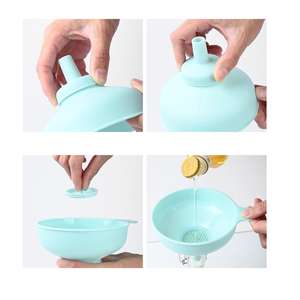 Novas Ideias de Produtos 2024 Funis Multifuncionais 3 em 1 Grande Funil para Acessórios de Cozinha Atacado Plástico PP Azul 20pcs - Product Image 2