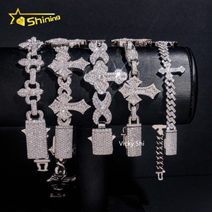 <span class=keywords><strong>Bracciale</strong></span> a Croce Moissanite Iced Out di Tendenza, Gioielli Hip Hop Personalizzati in <span class=keywords><strong>Argento</strong></span> 925 per Uomo e Donna, Ideale per l'Uso Quotidiano - Product Image 5