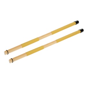 1 par de prácticas cepillos de bambú para tambor, palos de tambor, accesorio para instrumentos musicales (amarillo) - Product Image 2