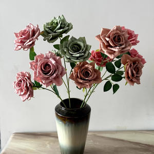 Modèle de <span class=keywords><strong>rose</strong></span> artificielle vintage Cappuccino, élégant décor de style européen, accessoire de photographie pour arrière-plan et aménagement - Product Image 4