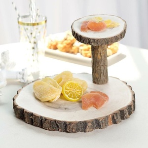 Custom 2 Tier Natural Wood Slices Slab Food Server <strong>Wooden</strong> Dessert &amp; Cupcake <strong>Stand</strong> Wood Round <strong>Cake</strong> <strong>Stand</strong> - Product Image 1