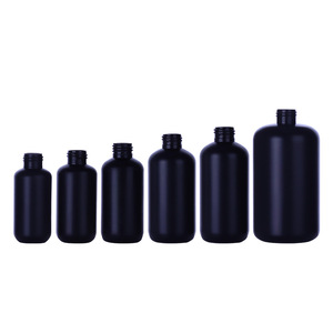 Botella Redonda Boston de Plástico PET Negro Mate, Libre de BPA, de 120ml, 150ml, 200ml, 250ml, 380ml, 500ml, para Aceite o Pegamento, con Tapa Puntiaguda - Product Image 2