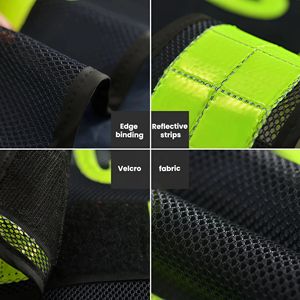 سترة عاكسة مخصصة بشعار الشركة، سترة أمان عاكسة قابلة للتنفس مع حزام خصر قابل للتعديل، باللون الأصفر والأخضر للبناء وحركة المرور - Product Image 4