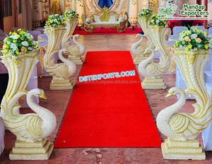 Columnas de FRP para decoración de pasarela, pilares dorados con macetas de flores para boda india, pilares de pasillo de entrada para boda - Product Image 4