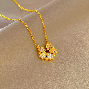Collier en acier inoxydable au design unique KISSWIFE, tendance personnalité, bijoux pliables, <span class=keywords><strong>pendentif</strong></span> trèfle à quatre <span class=keywords><strong>feuilles</strong></span> - Product Image 6