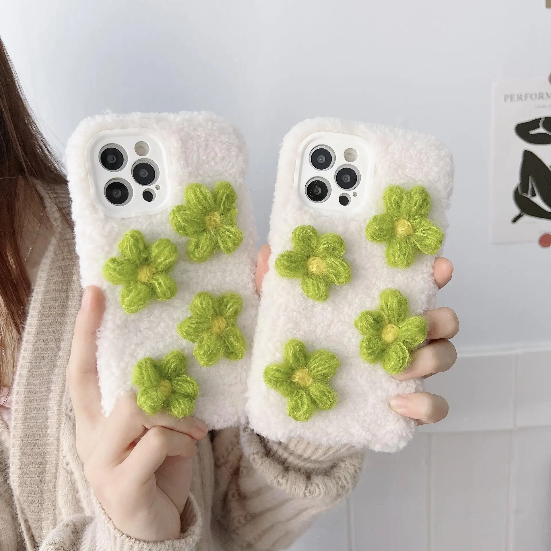 Kalt beständig warm halten Plüsch blume Handy hülle für iPhone Xr Xs 11 12 13 14 Pro Max Cell Cover für Apple iPhone Hülle