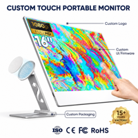 Moniteur tactile portable de 16 pouces, 1080P FHD IPS, 99% SRGB, écran de jeu en alliage d'aluminium avec support magnétique détachable, haut-parleur