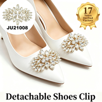 Clips de chaussures détachables en strass et perles en forme de bouquet de fleurs, accessoires de talon pour mariée