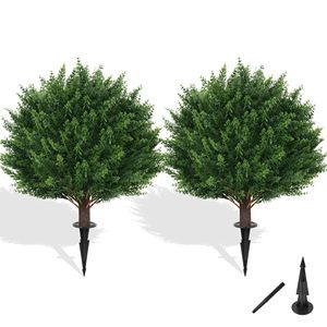 <b>Artificial</b> Cypress Plants With Ground Spike Fake Evergreen Shrubs For <b>Indoor</b> Outdoor Porch Garden Planting - Product Image 1