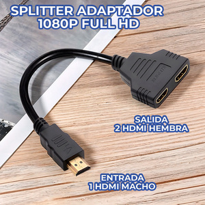 ELE-GATE ตัวแยกสัญญาณ HDMI 1 ถึง 2 พอร์ตอะแดปเตอร์สายเคเบิลฟูลเอชดีสำหรับจอภาพทีวี - Product Image 2