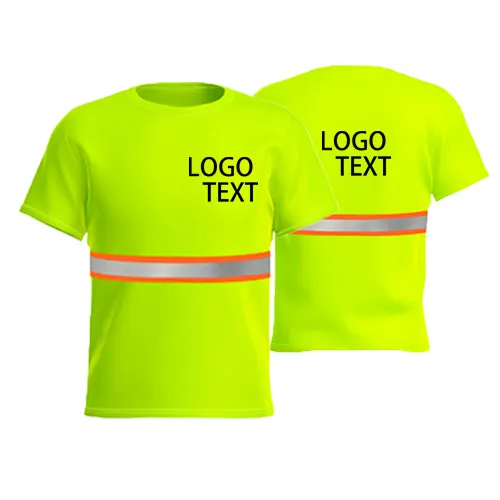 Chemises de travail jaune fluo haute visibilité uniformes chemises de sécurité réfléchissantes rapides avec logo personnalisé