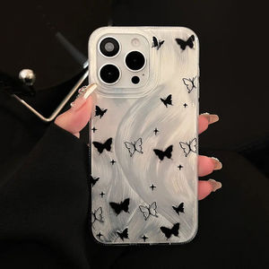 เคสโทรศัพท์ที่เหมาะสำหรับ iPhone 17 Pro Max, เคสโทรศัพท์กันกระแทกและกันตกแบบเลเซอร์ระดับไฮเอนด์ ลายผีเสื้อสีดำ รูขนาดใหญ่ - Product Image 3