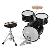 Batterie complète pour enfants en 3 pièces, kit pour débutants avec un trépied réglable de 12 pouces, une pédale de cymbale et des baguettes