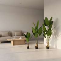 Palmier bananier artificiel en plastique, plante verte de simulation, pour décoration intérieure et extérieure, 4ft 5ft 6ft