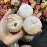 Sphère de cristal naturel pierre de guérison artisanat fleur de cerisier fleur agate améthyste sphère druzy