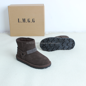 <strong>Brown</strong> Cowhide Flats Winter Snow Boots for Women Waterproof Breathable Slip Resistant Height Increasing <strong>Uggs</strong> New Arrival - Product Image 3