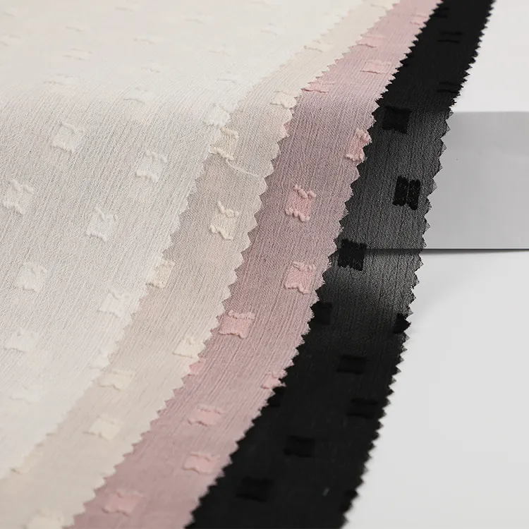 KaiMing Textiles ขายส่งผ้า PolyesterJacquard Snuff,ผ้าชีฟองสีพื้น100% สำหรับเสื้อผ้าชุดเดรส