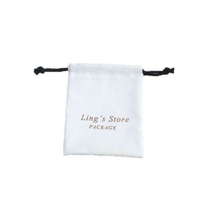 Factory Direct Supply Custom Logo Minimalist Style Bundle Pocket Jewelry Storage Bag <b>Thick</b> Cotton Drawstring Gift Packaging Bag - Product Image 5