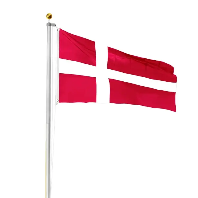 Cờ Đan Mạch Đan Mạch Thêu Chữ Thập Màu Trắng Đỏ DNK DK Hàng 100% Polyester 3x5ft Bán Sỉ