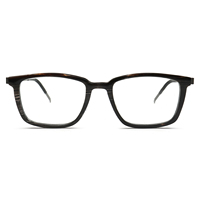 Monture de lunettes haut de gamme en corne de buffle véritable, faite à la main, couleur unie, pour hommes et femmes, noire, logo personnalisable