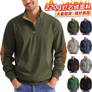 26 Cross Border Sudadera de punto de pana para hombre, informal, con cuello alto y manga larga, talla europea, corte holgado - Product Image 3