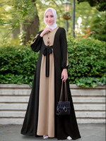 Robe Abaya élégante à manches longues pour femmes vêtements ethniques musulmans du Moyen-Orient avec taille à lacets robe respirante antistatique